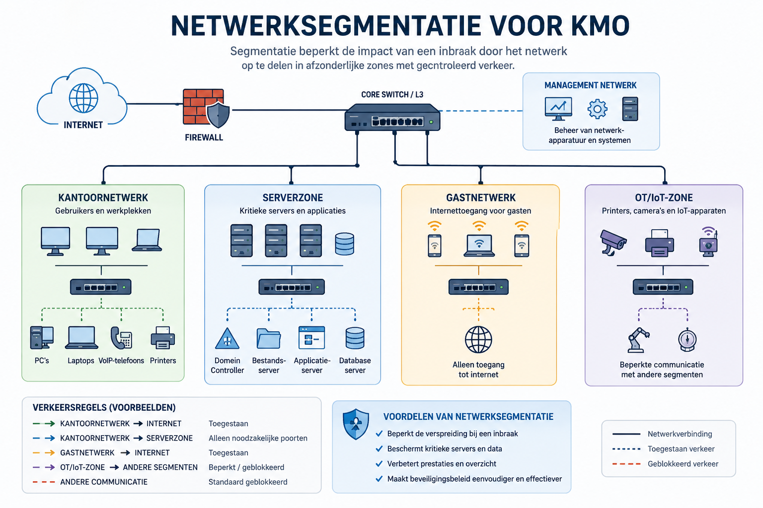 netwerksegmentatie schema voor kmo bedrijfsnetwerk beveiliging